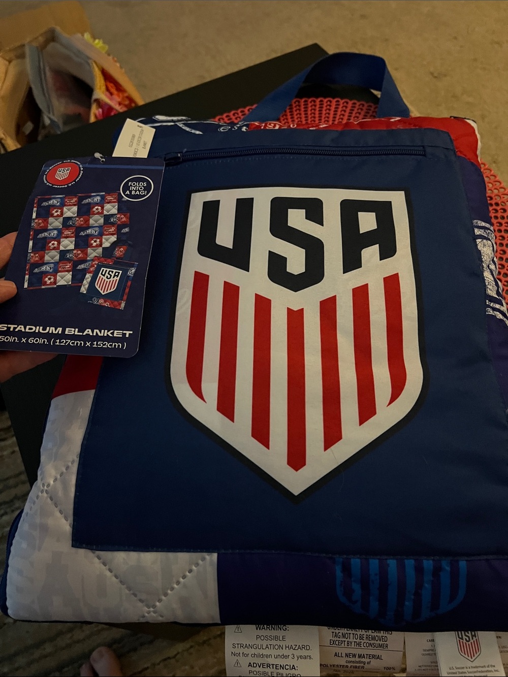 USA Shield Soccer Stadium Blanket - Red, White & Blue